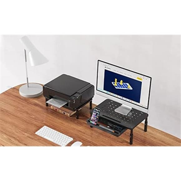 2 Pack Monitor Stand Riser with Drawer - 3 Height Adjustable Monitor Stand - Picture 2 of 6